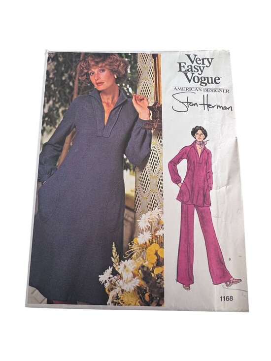 Vogue Other - Vogue Sewing Pattern 1168 Dress Tunic Top Pants 1970s Stan Herman Size 14 Uncut